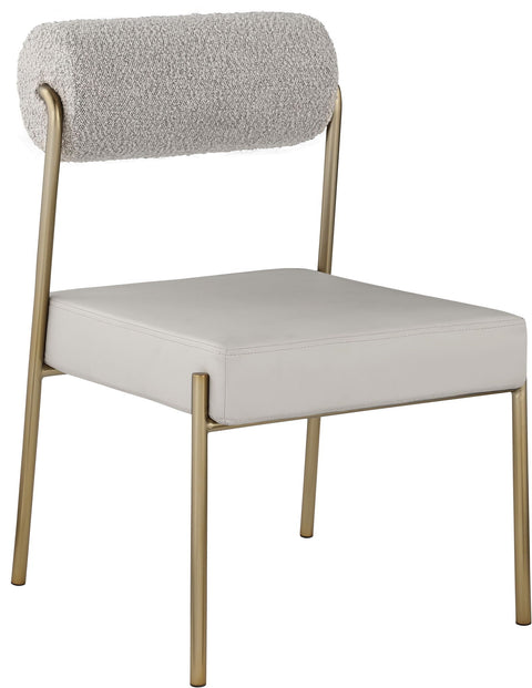 Carly Boucle Fabric And Vegan Leather Upholstered Dining Chair