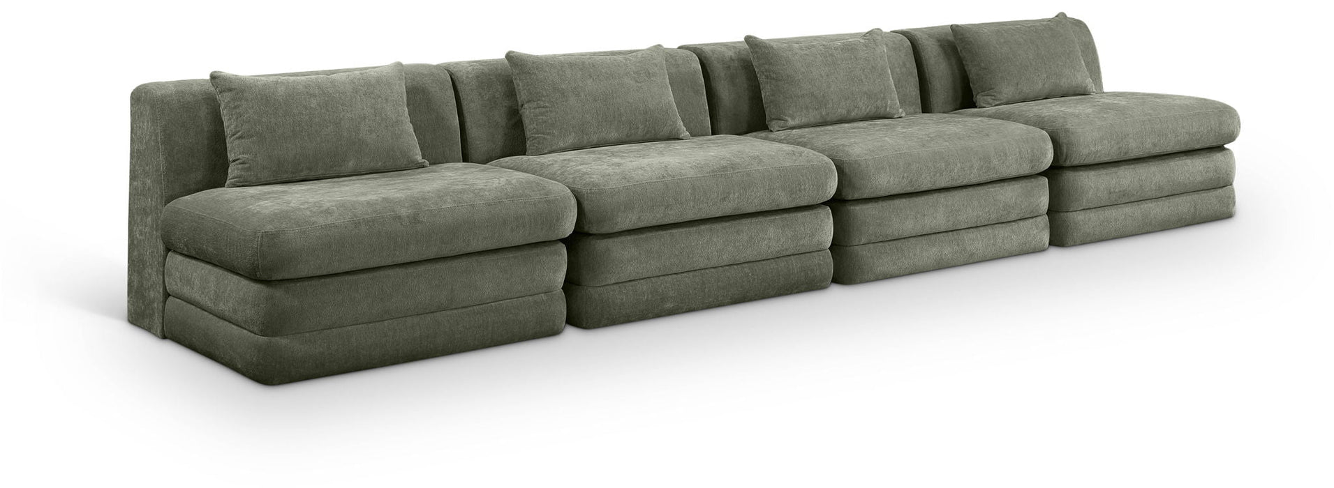 Stellar 152" Chenille Fabric Upholstered 4pc. Modular Sofa