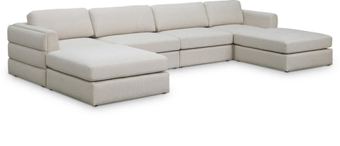 Seccional modular tapizado de tela con textura de lino Beckham de 152" de 6 piezas