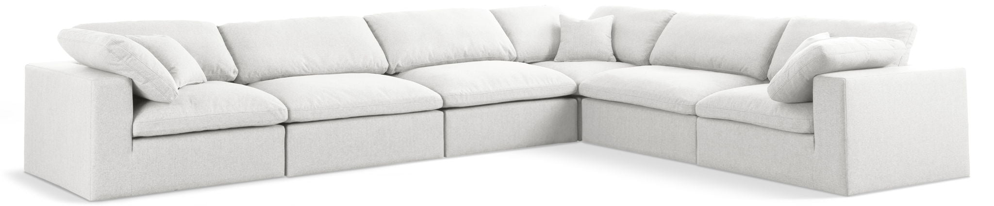 Serene 158" Linen Textured Fabric Upholstered Deluxe Comfort 6pc. Modular Sectional