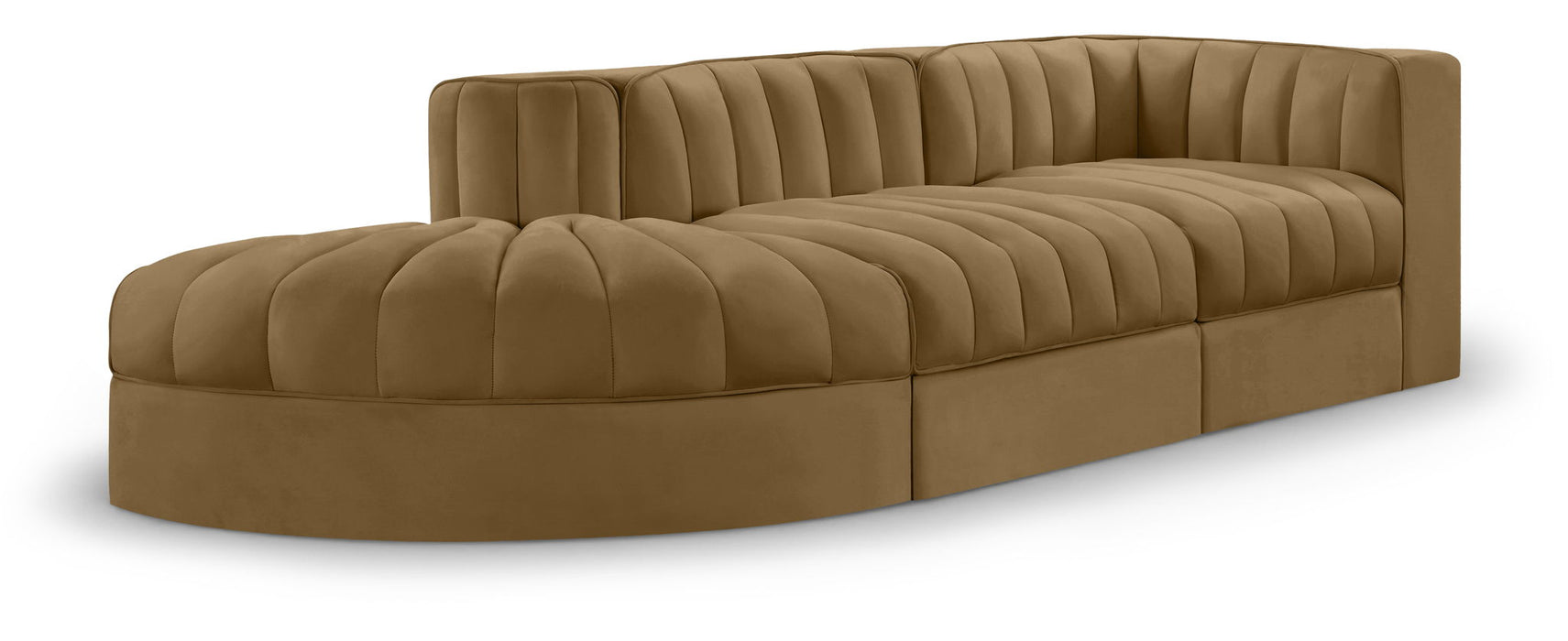 Rummi 112" Velvet Performance Fabric Upholstered 3pc. Modular Sofa
