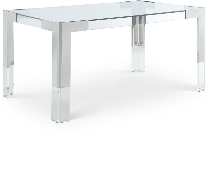 Casper 60" Glass Top, Acrylic And Steel Base Dining Table