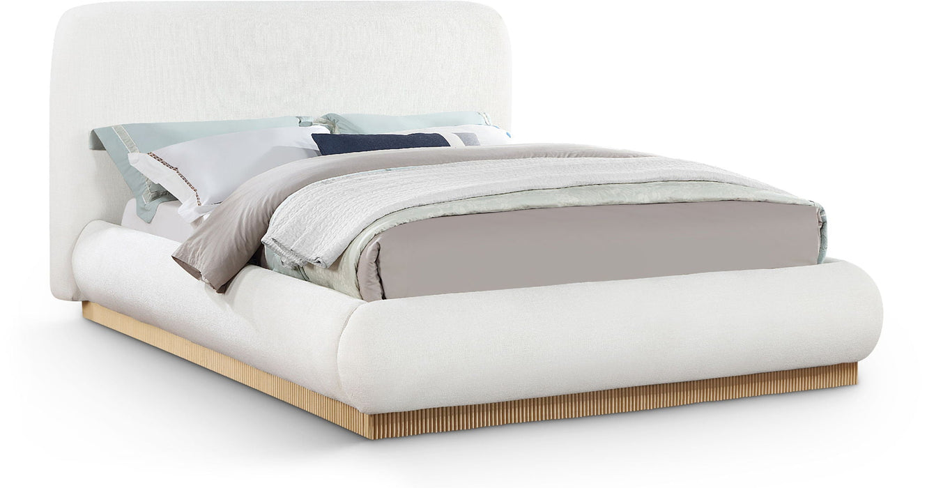 Cama tapizada de tela con textura de lino Rigby