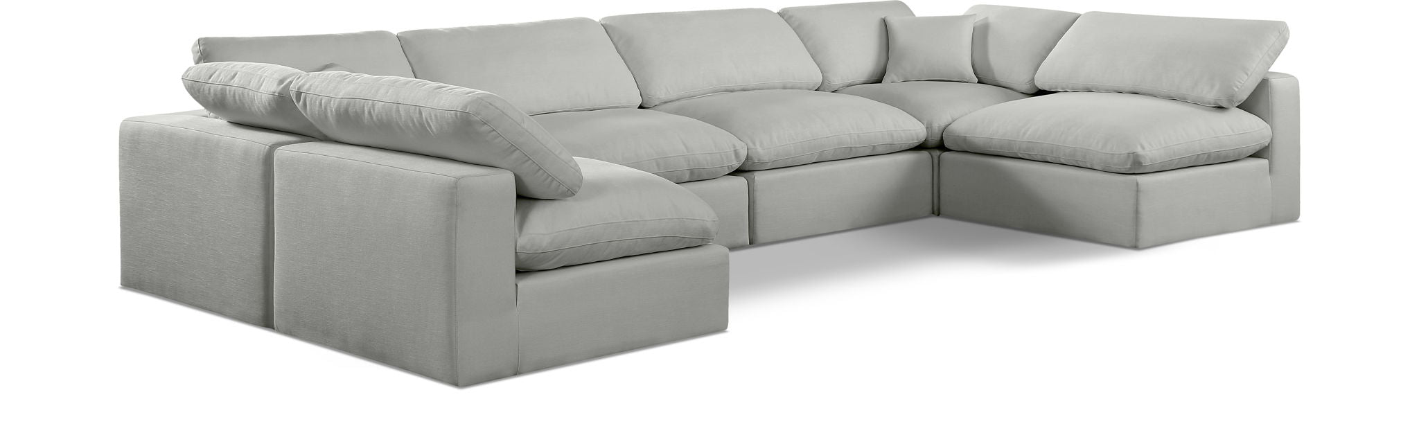 Comfy 158" Linen Textured Fabric Upholstered 6pc. Modular Sectional