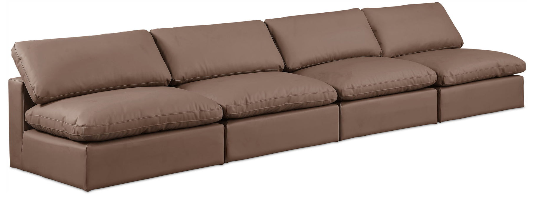 Sofá modular sin brazos tapizado de cuero vegano Comfy de 156" de 4 piezas