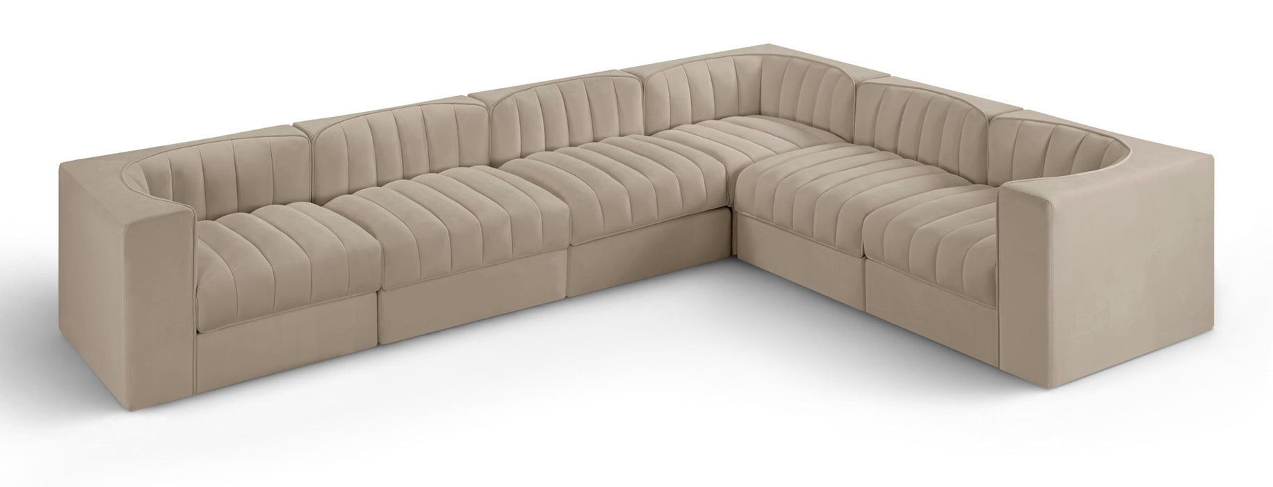 Rummi 126" Velvet Performance Fabric Upholstered 6pc. Modular Sectional