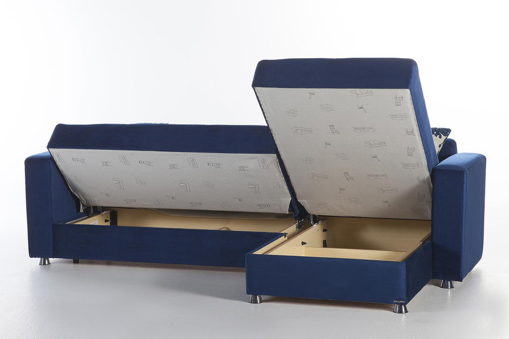 Elegant Sectional Storage Love Seat - Roma Navy