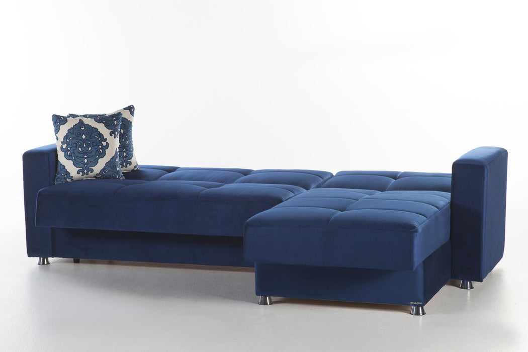 Elegant Sectional Storage Love Seat - Roma Navy