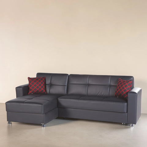 Elegant Sectional (Black Leather)