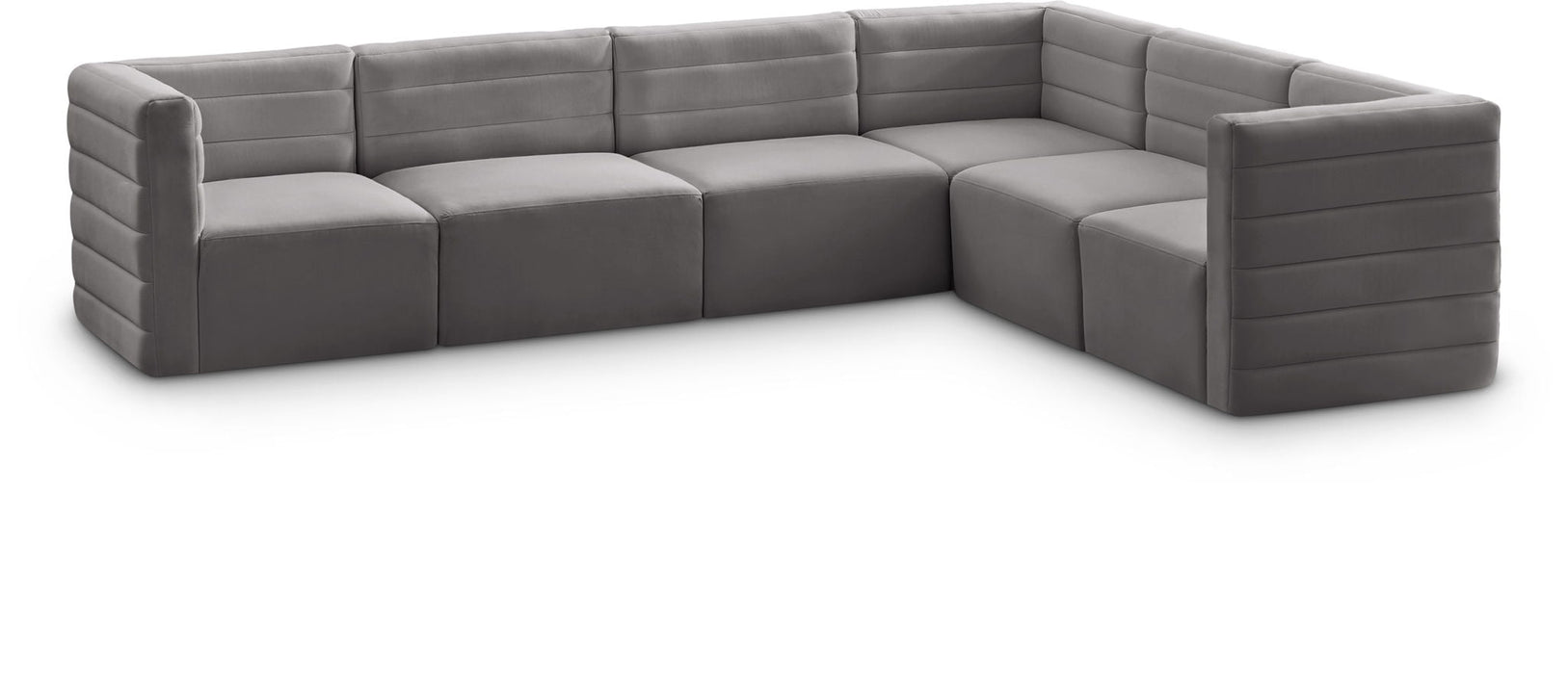 Seccional modular tapizado en terciopelo de confort Quincy de 126" de 6 piezas