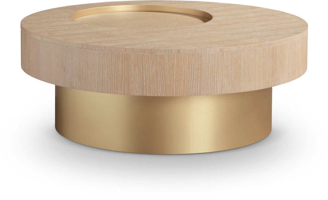 Makai Oak Veneer Top And Metal Base Coffee Table