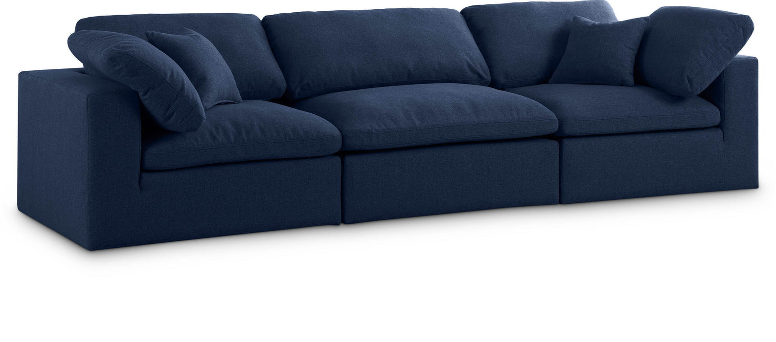 Serene 119" Linen Textured Fabric Upholstered Deluxe Comfort 3pc. Modular Sofa