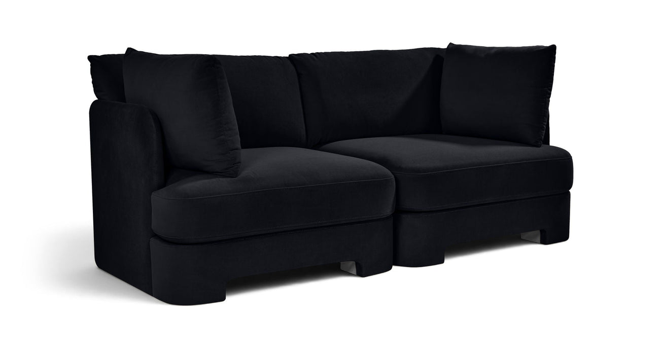 Hammond 74" Velvet Performance Fabric Upholstered 2pc. Modular Sofa