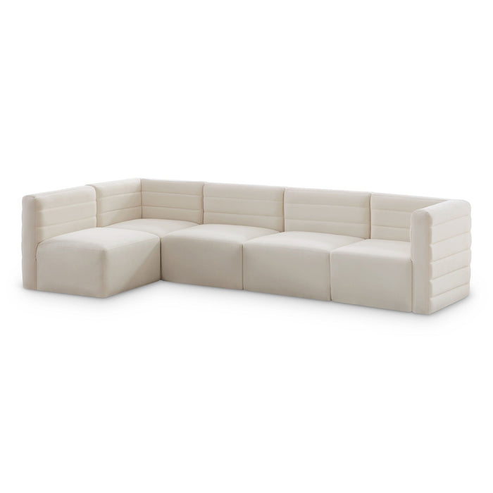 Seccional modular tapizado en terciopelo de confort Quincy de 126" de 5 piezas