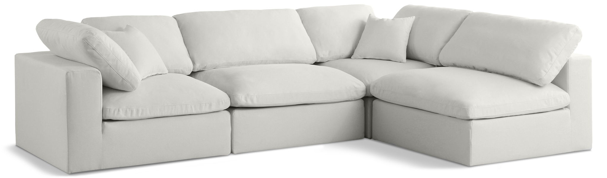 Plush 105" Velvet Upholstered Standard Comfort 4pc. Modular Sectional