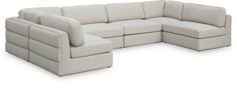 Seccional modular tapizado de tela con textura de lino Beckham de 152" de 6 piezas