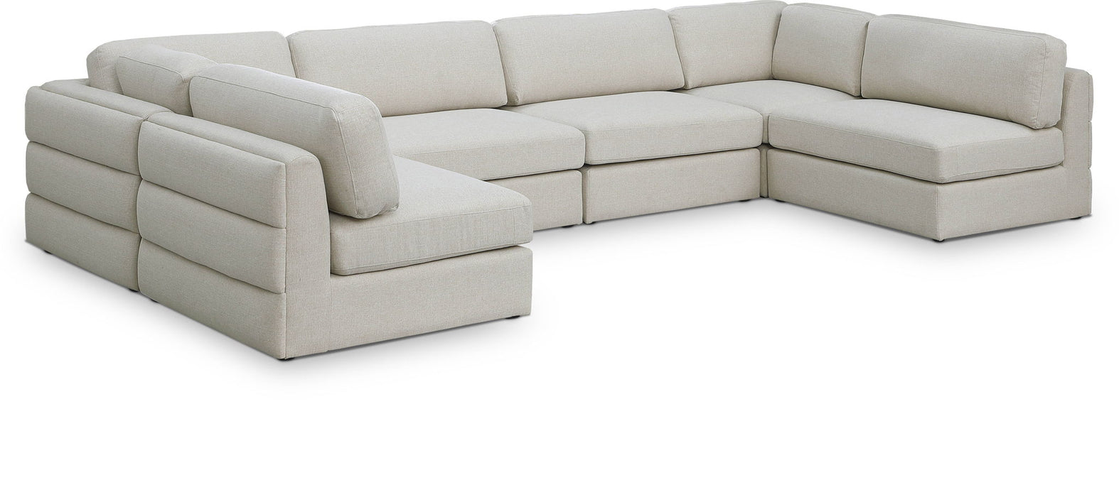 Beckham 152" Linen Textured Fabric Upholstered 6pc. Modular Sectional