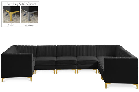 Seccional modular tapizado de terciopelo Alina de 142" de 8 piezas