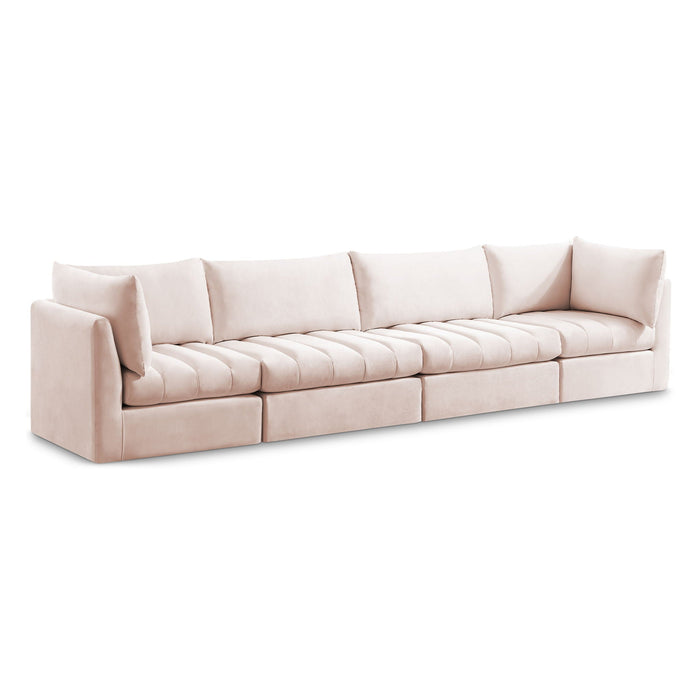 Sofá modular tapizado de terciopelo Jacob de 140" de 4 piezas