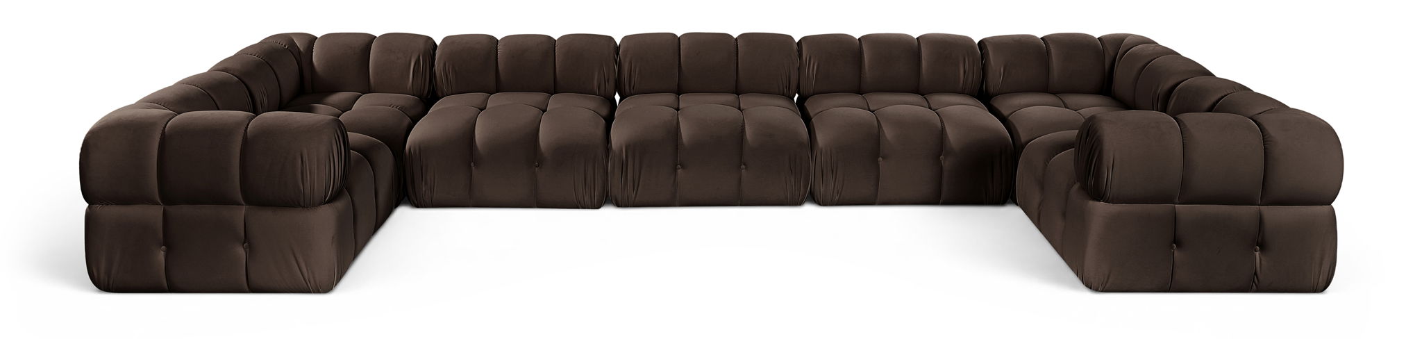 Orin 185" Velvet Performance Fabric Upholstered 7 Pc. Modular Sectional