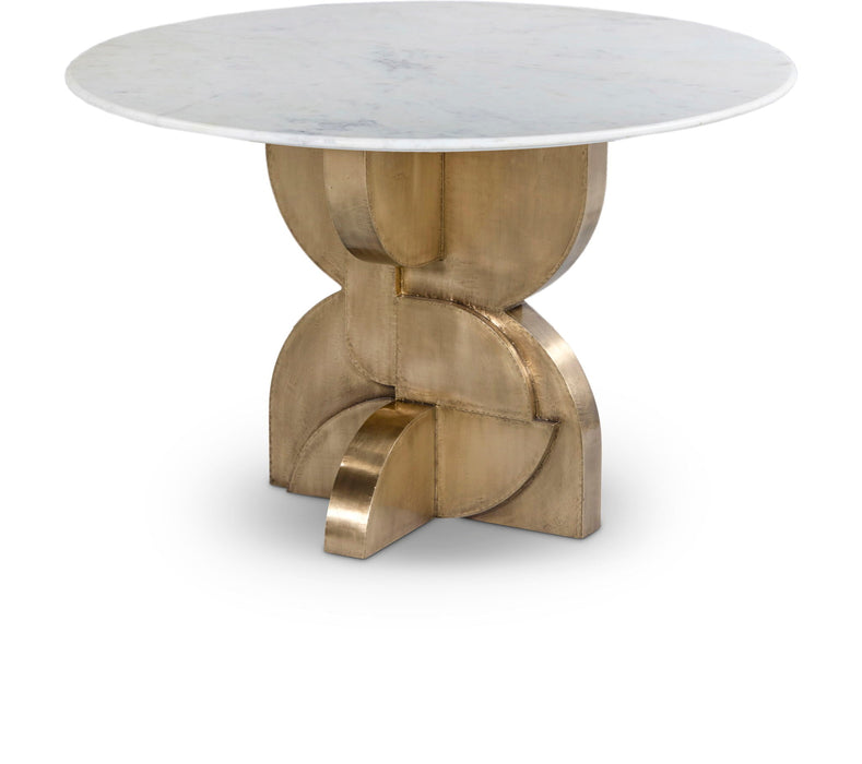 Mesa de comedor con cubierta de mármol genuino con base de latón Alden de 48"