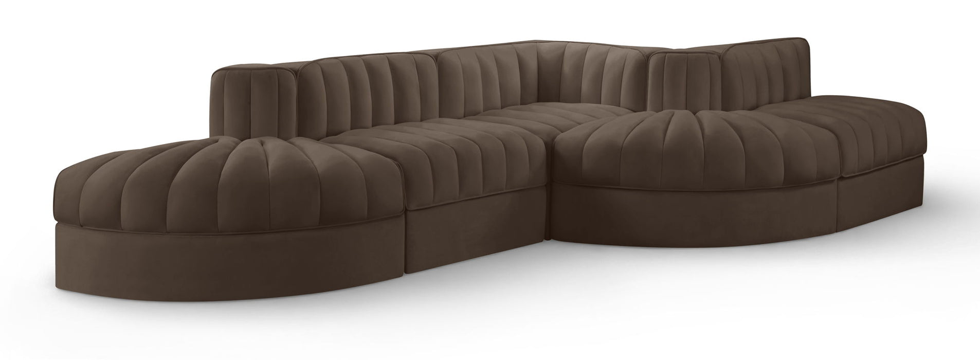 Rummi 112" Velvet Performance Fabric Upholstered 5pc. Modular Sectional