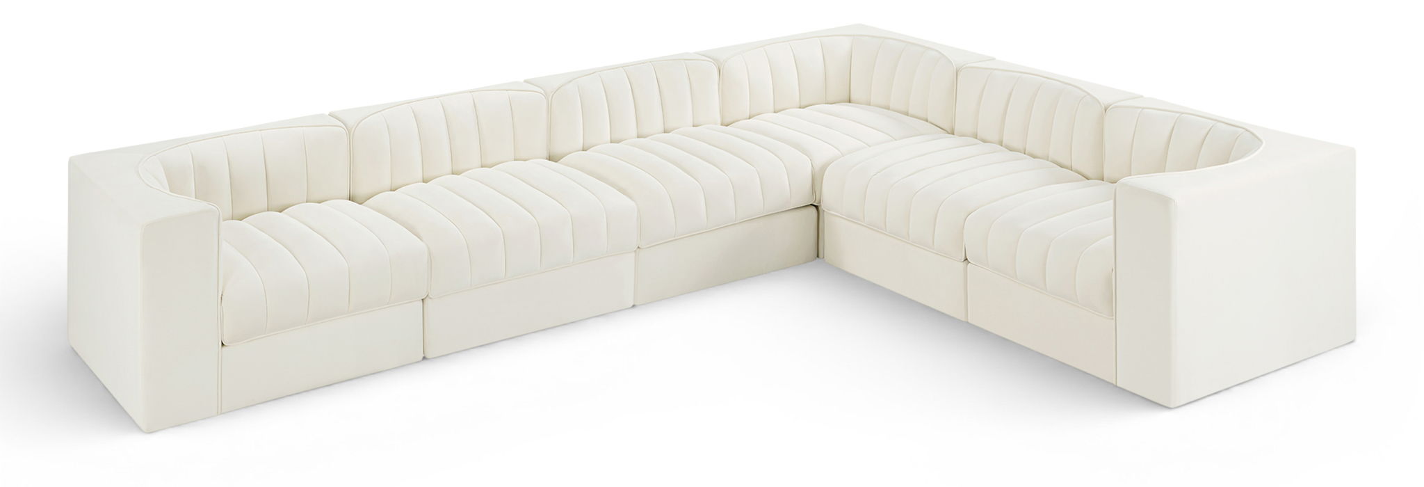 Rummi 126" Velvet Performance Fabric Upholstered 6pc. Modular Sectional