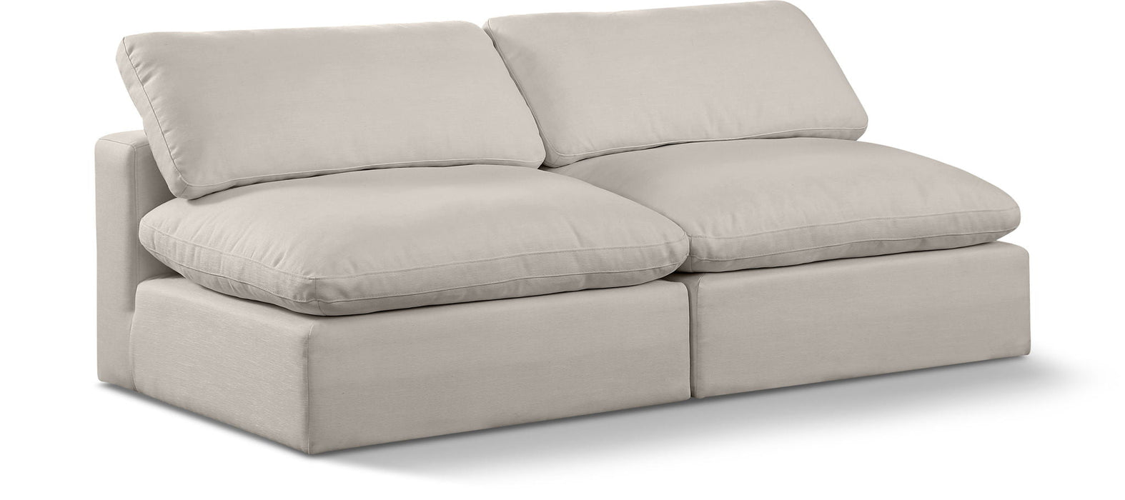 Comfy 78" Linen Textured Fabric Upholstered 2pc. Armless Modular Loveseat