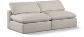 Comfy 78" Linen Textured Fabric Upholstered 2pc. Armless Modular Loveseat