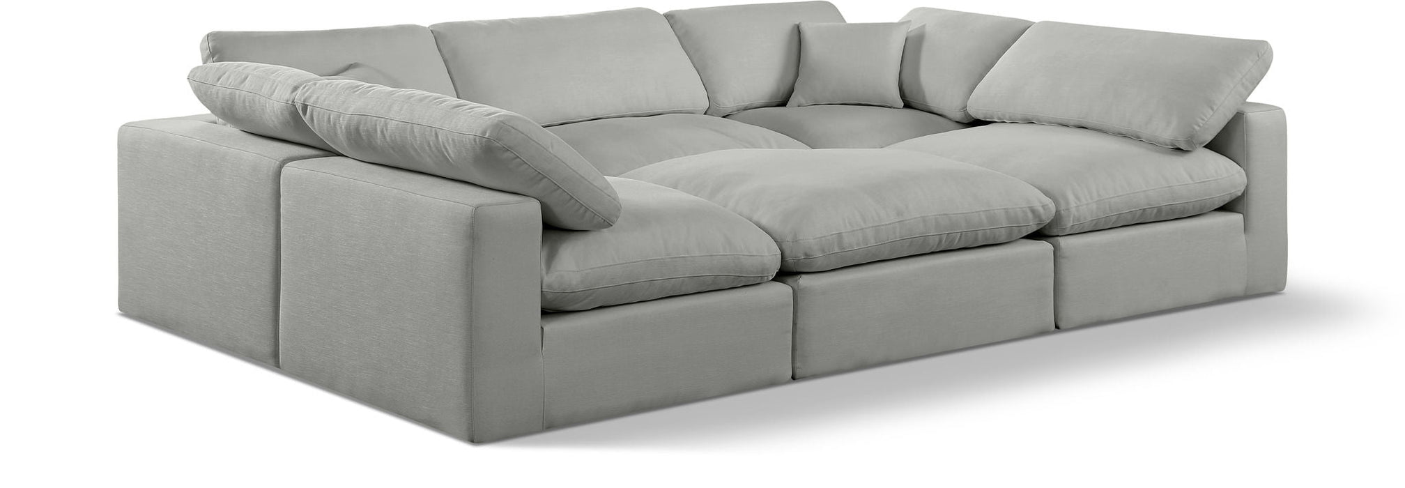 Comfy 119" Linen Textured Fabric Upholstered 6pc. Modular Sectional