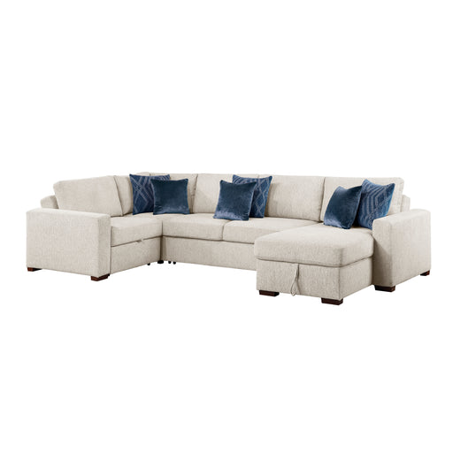 8548BE*5SCACCLA 4-Piece Sectional with Reversible Chaise, Pull-out Bed, Hidden Storage and Click Motion Back