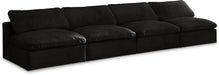 Cozy 156" Velvet Upholstered Overstuffed Fiber Filled Comfort Comfort 4pc. Armless Modular Sofa