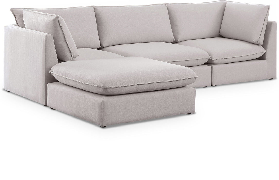 Seccional modular tapizado de tela con textura de lino Mackenzie de 120" de 4 piezas