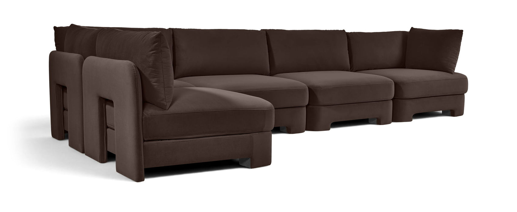 Hammond 148" Velvet Performance Fabric Upholstered 5pc. Modular Sectional