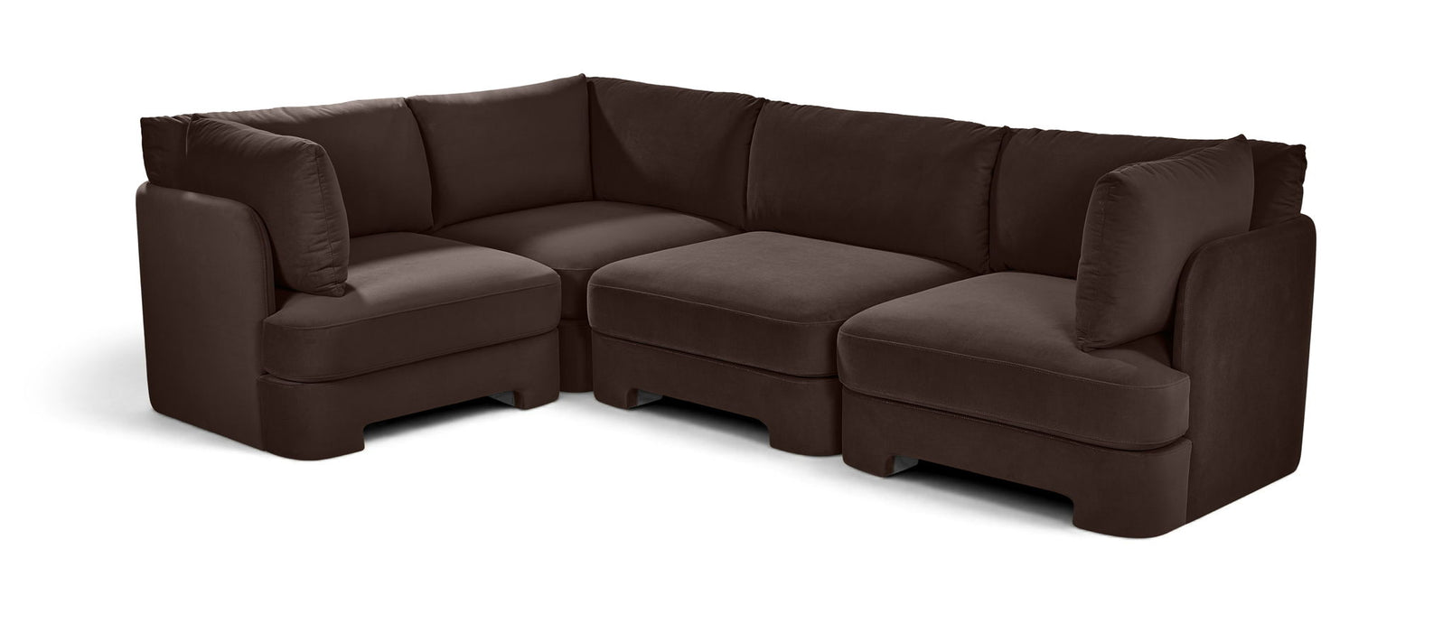 Hammond 111" Velvet Performance Fabric Upholstered 4pc. Modular Sectional