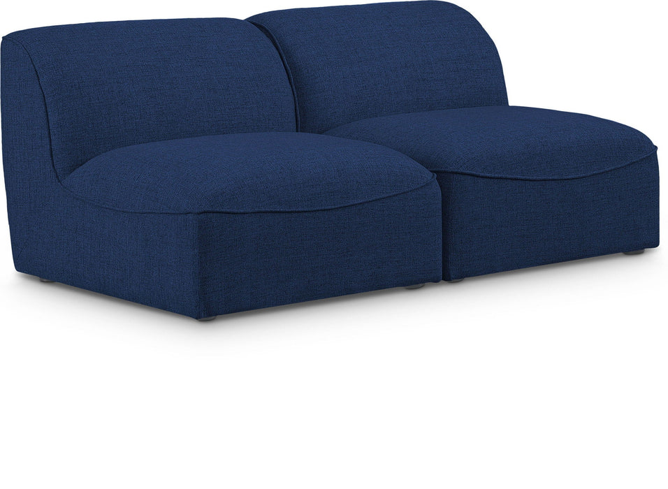Miramar 66" Linen Textured Fabric Upholstered 2pc. Armless Modular Loveseat