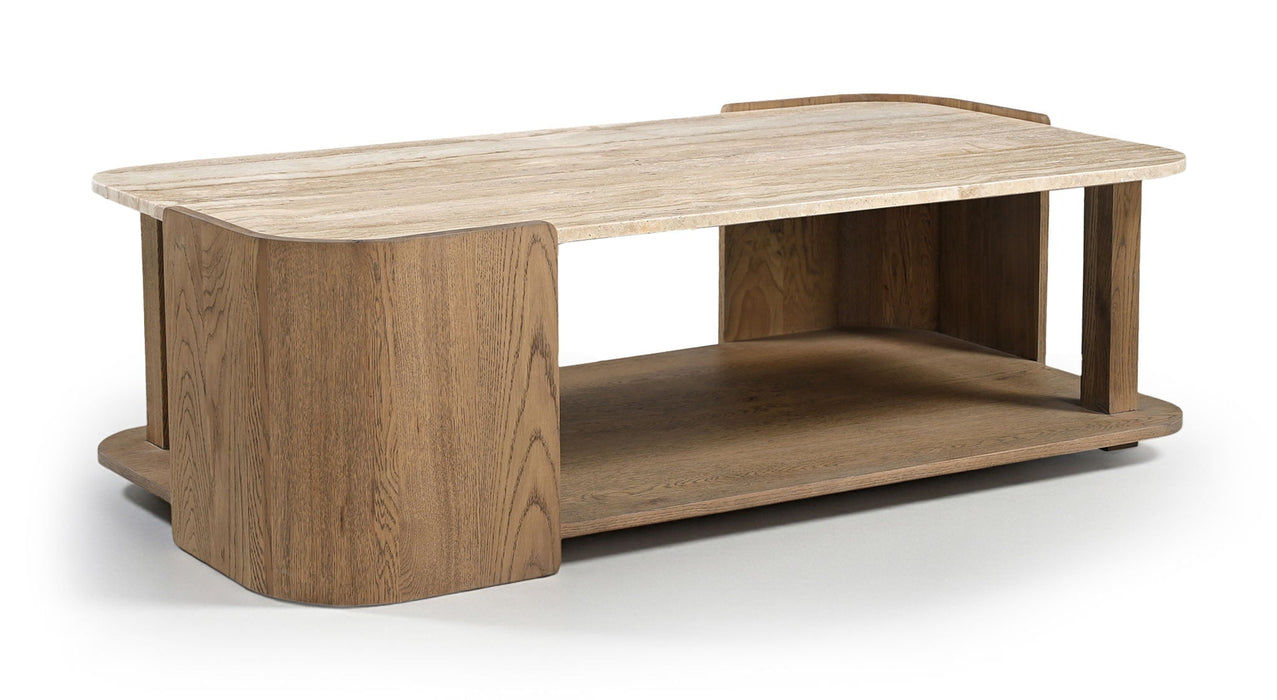 Calabria Genuine Marble And Oak Wood Coffee Table