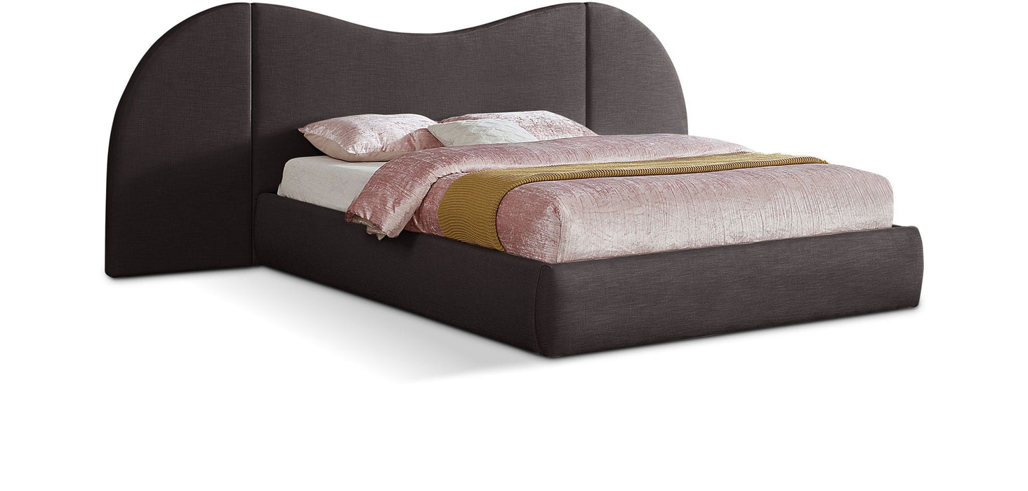 Cama tapizada de tela con textura de lino Everest