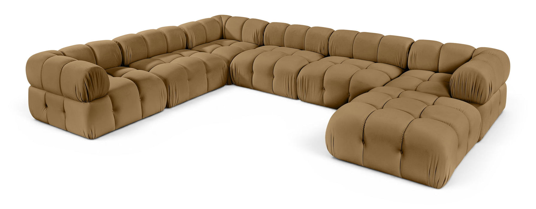 Orin 148" Velvet Performance Fabric Upholstered 7 Pc. Modular Sectional