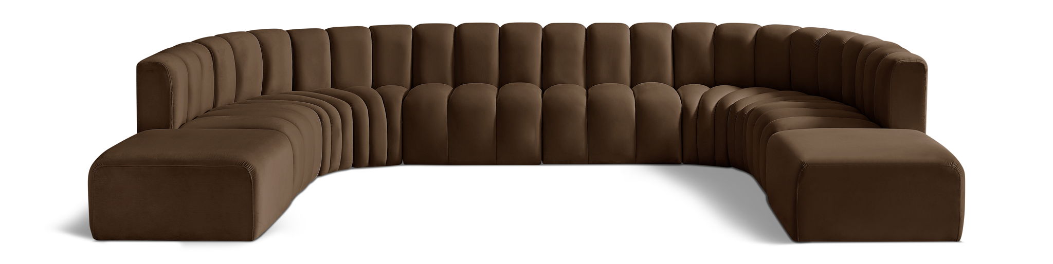 Seccional modular tapizado en terciopelo Arc de 161" de 10 piezas