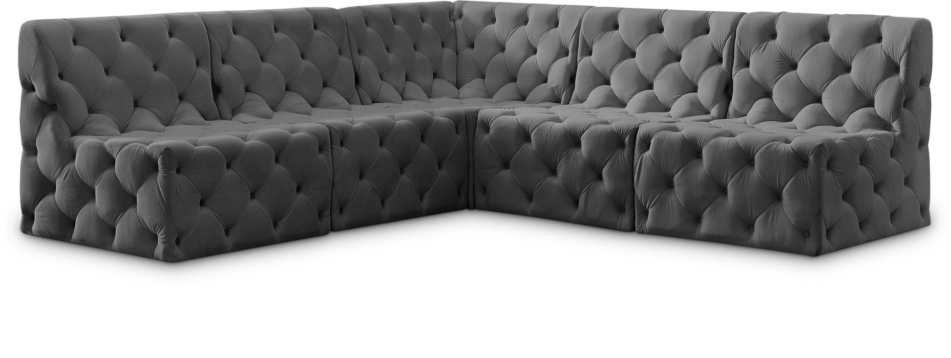 Seccional modular tapizado de terciopelo Tuft de 93" de 5 piezas