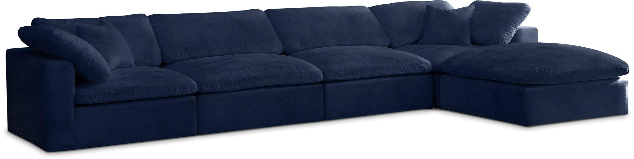Cozy 158" Velvet Upholstered Overstuffed Fiber Filled Comfort Comfort 5pc. Modular Sectional