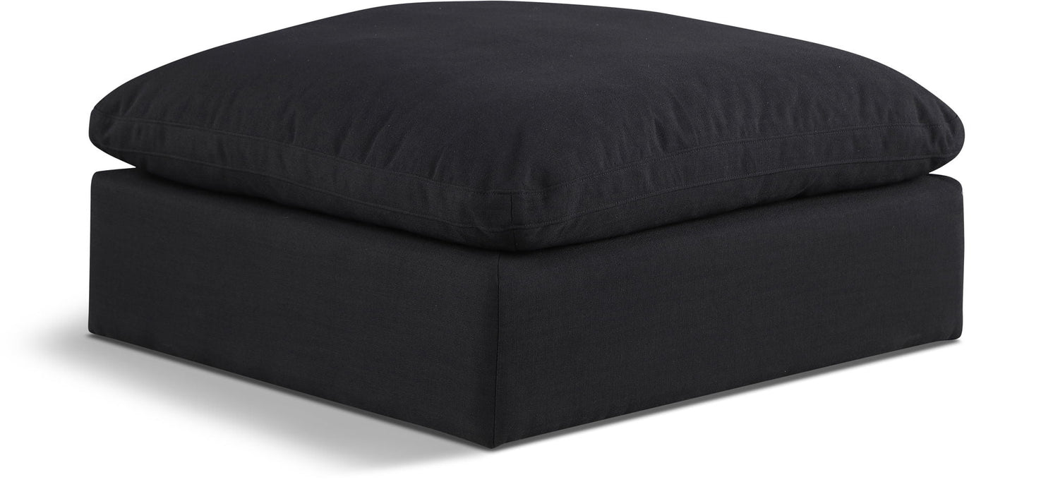 Otomana modular tapizada de tela con textura de lino Comfy