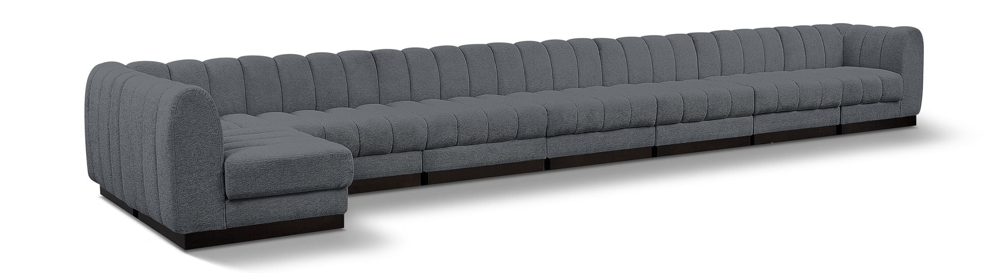 Quinn 229" Chenille Fabric Upholstered 8pc. Modular Sectional