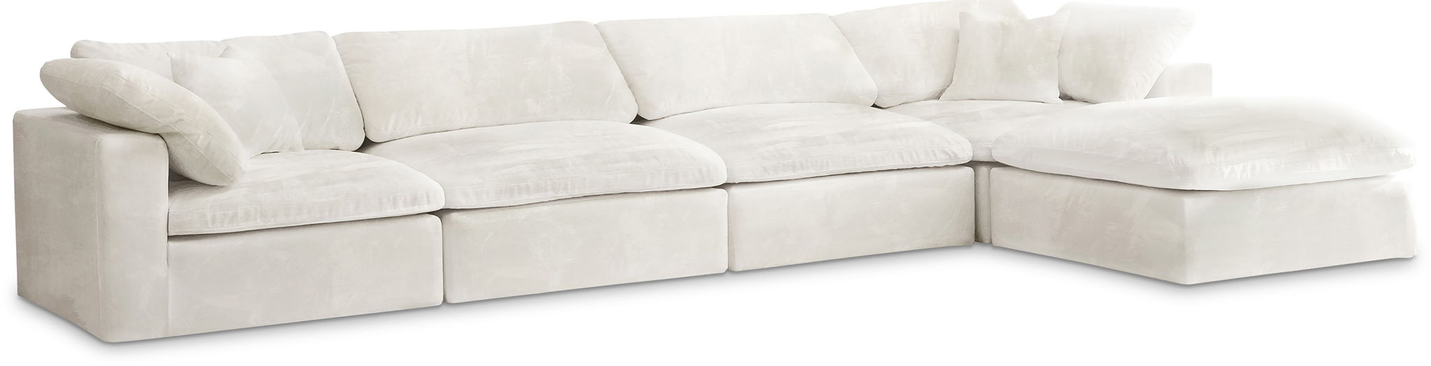 Cozy 158" Velvet Upholstered Overstuffed Fiber Filled Comfort Comfort 5pc. Modular Sectional