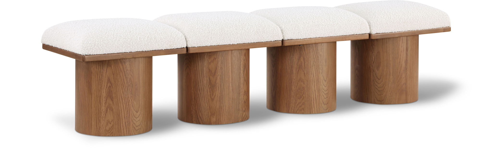 Banco modular tapizado de bouclé Pavilion de 4 piezas