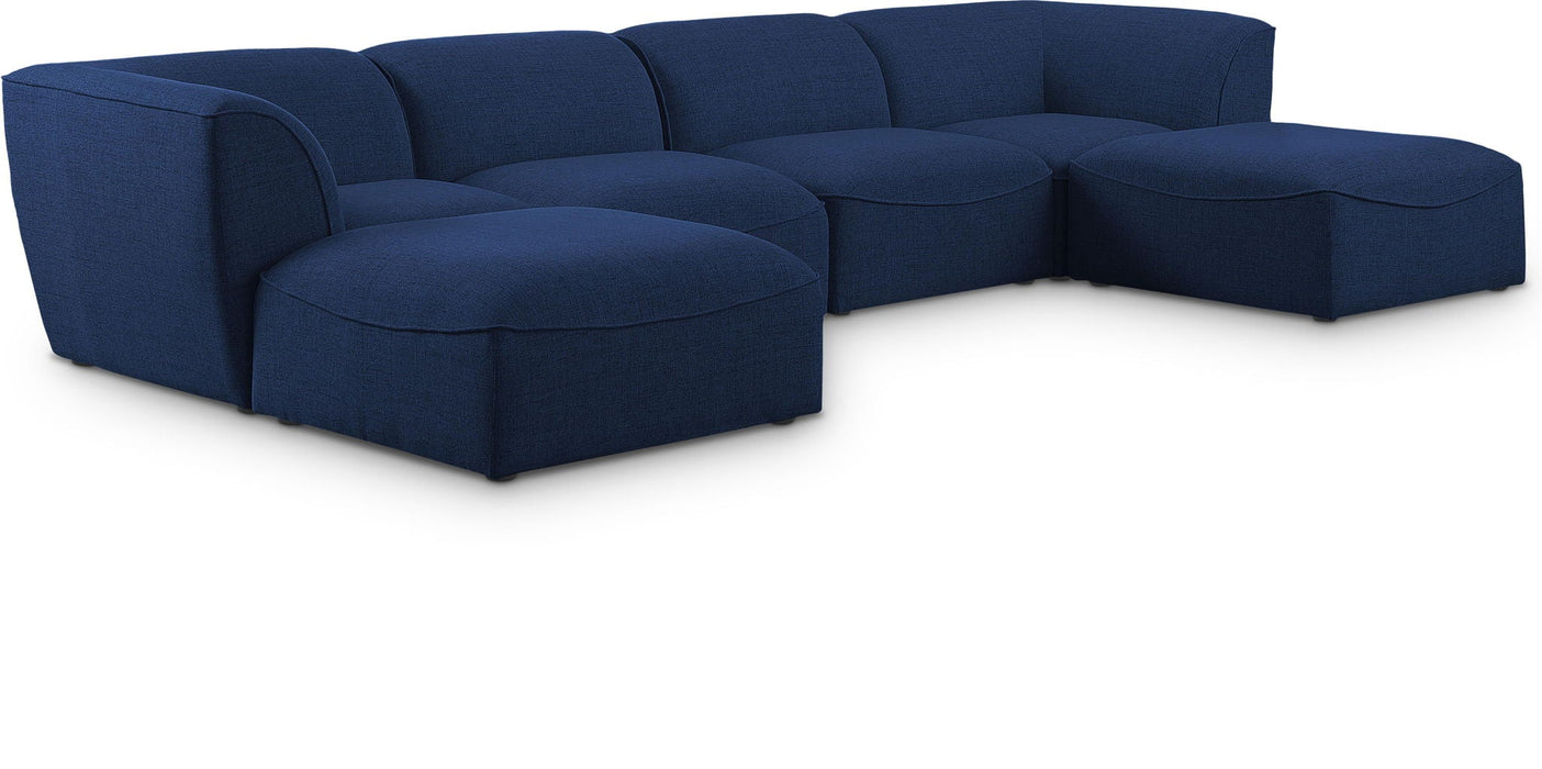 Miramar 142" Linen Textured Fabric Upholstered 6pc. Modular Sectional