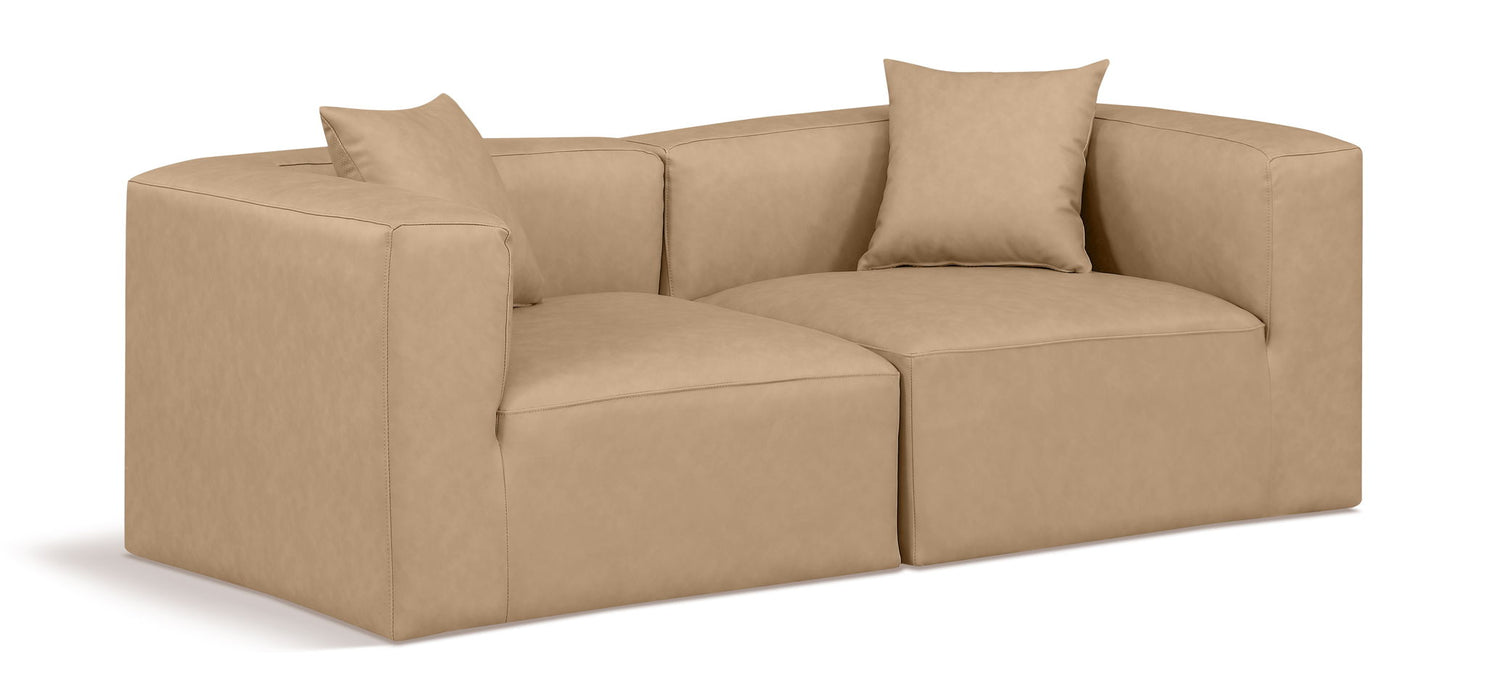 Cube 72" Vegan Leather Upholstered 2pc. Modular Loveseat
