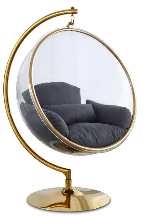 Luna Acrylic And Fabric Upholstered Swing Bubble Accent Chair