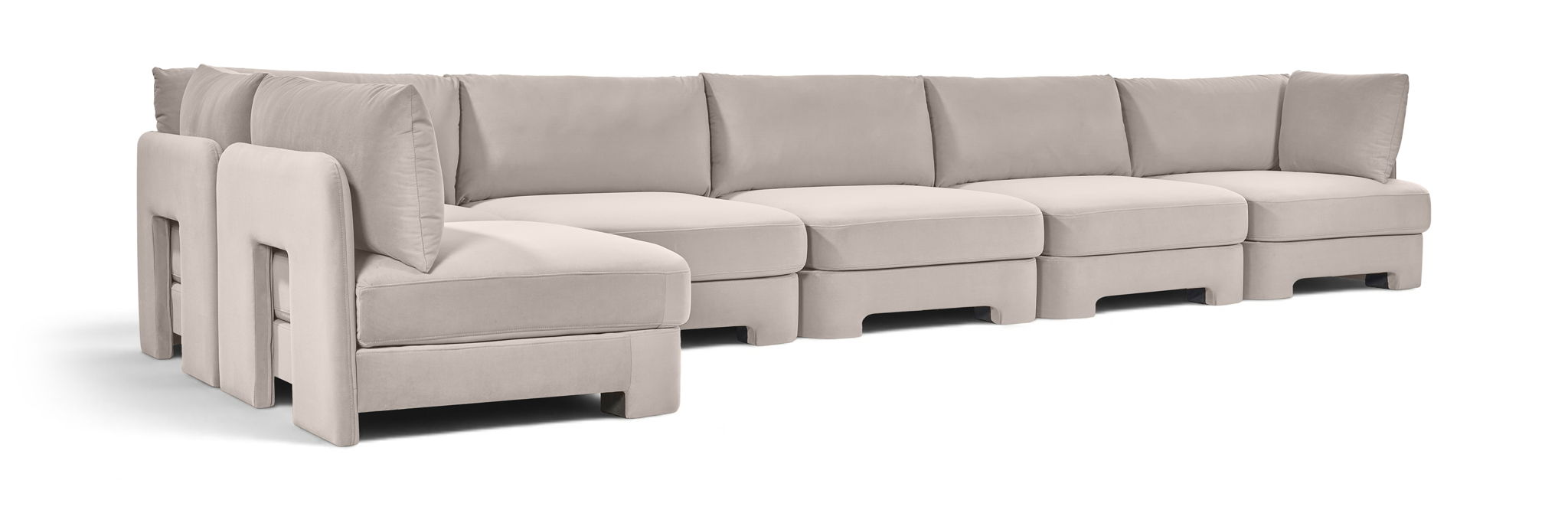 Seccional modular tapizado de terciopelo de alto rendimiento Hammond de 185" de 6 piezas